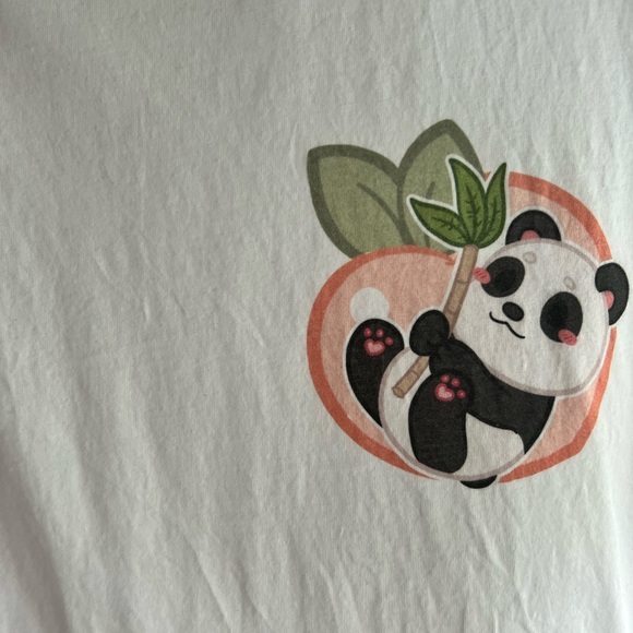 White Ringer Tee with Panda Graphic - Picture 2 of 3